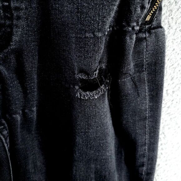 CELEBRITY PINK Boyfriend Destructed Denim Overalls Women 7/28 Racer Back Fade - Picture 9 of 16